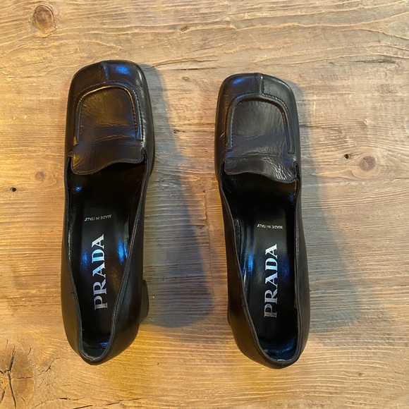 Prada dark brown, square toe, block heels, size 35.5